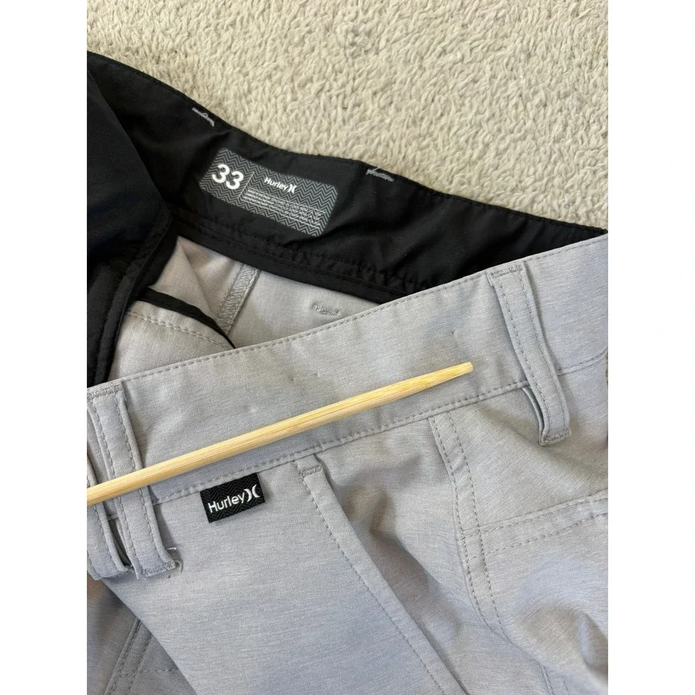 Hurley Phantom Mens Hybrid Walk Shorts Light Grey Heather Sz 33/34 Chino Stretch